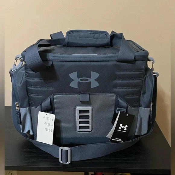 Under Armour UA 24 Can Soft Sideline Cooler Zip Pockets Gravel/Downpour Gray - Picture 1 of 4